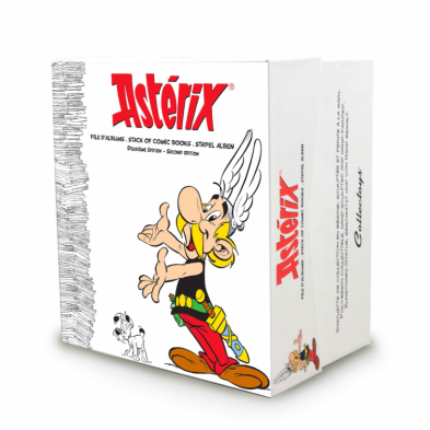 ASTERIX MIRANDO PILA DE COMICS ESTATUA ASTERIX COLLECTOYS