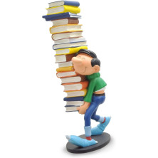 GASTÓN CON PILA DE LIBROS ESTATUA 25 cm RESINA GASTON EL GAFE