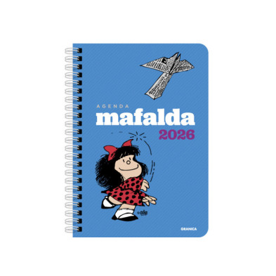 Mafalda 2026, agenda anillada columnas azul