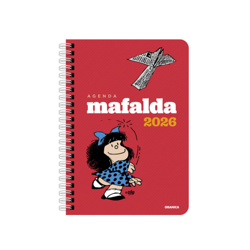 Mafalda 2026, agenda anillada columnas roja