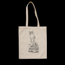 Tote “Cat on books” X LAURA AGUSTÍ