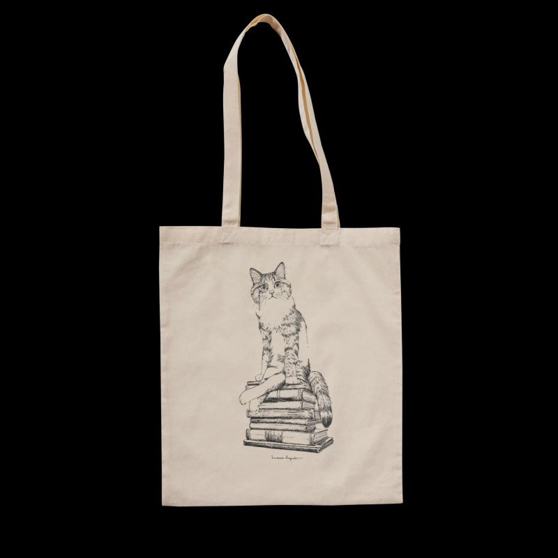 Tote “Cat on books” X LAURA AGUSTÍ